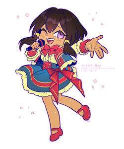 Flat colour chibi for @erectroswing, August 2024. $60 USD.